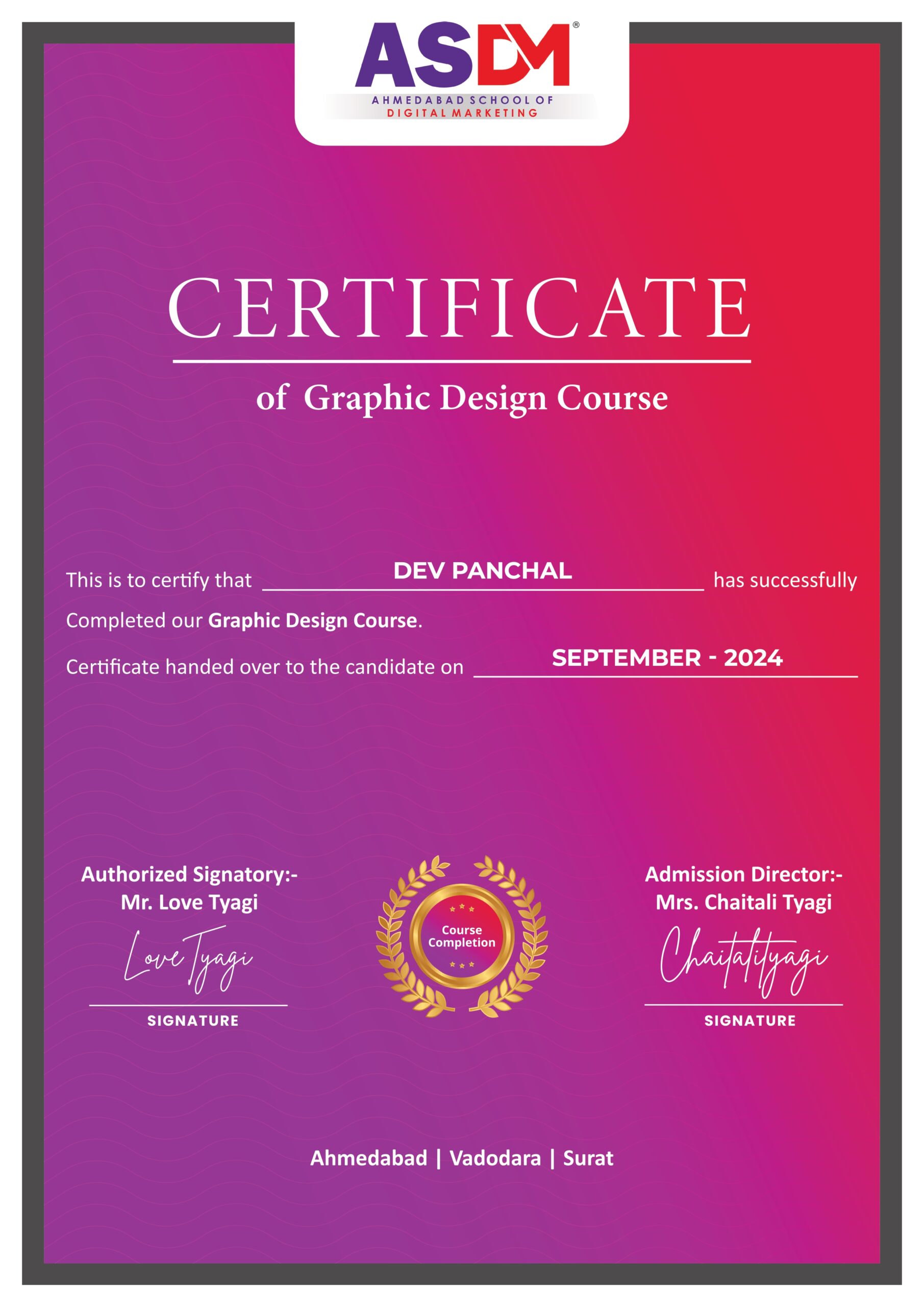 Graphic Design Internship Certificate